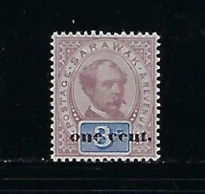 SARAWAK SCOTT #26 1892 1C ON 3C SURCHARGE-  MINT LIGHT HINGED