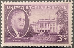 Scott #932 1945 3¢ Roosevelt and White House MNH OG VF