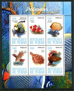 Chad 2010 Tropical Fish Marine Life Sealife Fauna Nature Fishes M/S Stamps MNH
