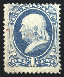 #156 1c Ultramarine 1873  VF MLH Full Gum CV $225+