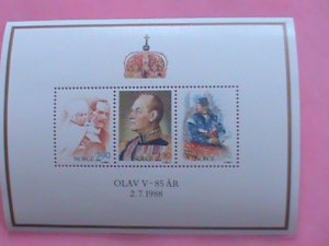 ​NORWAY 1988 STAMP:SC#930 85TH BIRTHDAY- KING OLAV V -MNH S/S SHEET VERY RARE