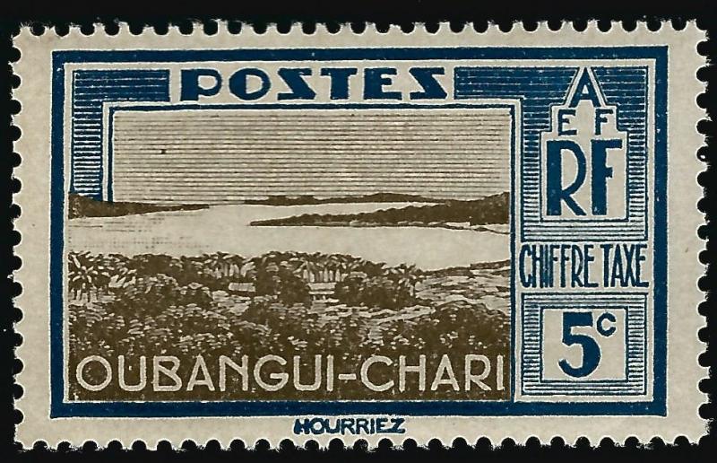 Ubangi-Shari Postage Due (Sc J12) F-VF Mint OG hr..French Colonies are Hot!