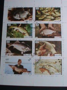 ​STATE OF OMAN STAMP-1973 BEAUTIFUL LOVELY RIVER FISHES: CTO-FULL SHEET VF