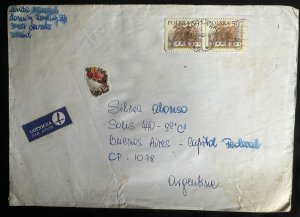 CM) 2002. POLAND. AIRMAIL ENVELOPE SENT ARGENTINA. DOUBLE STAMP. XF