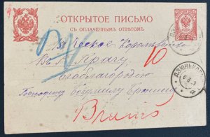 1909 Russia Postal stationery Postcard Cover To Prague Bohemia Czechoslovakia