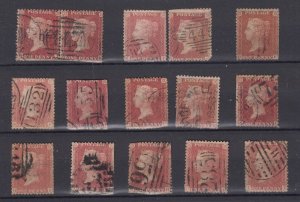 GB QV 1d Red Stars Unchecked Collection Of 15 Fine Used BP5924