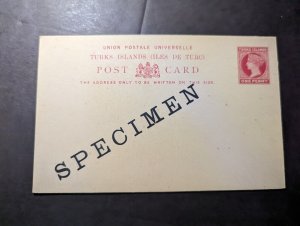 Mint British Turks Islands Postal Stationery Postcard Specimen Overprint