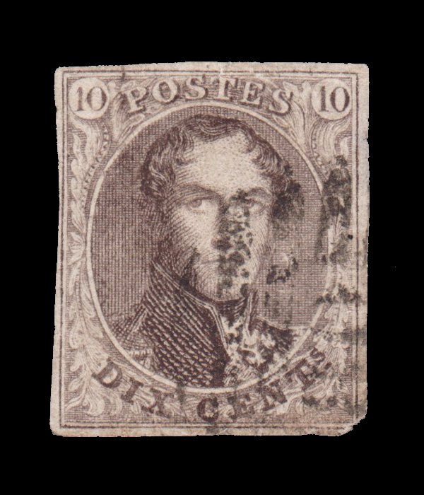 BELGIUM STAMP 1858 - 61. SCOTT # 10. USED.