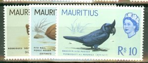 JG: Mauritius 276-290 mint CV $62.15; scan shows only a few