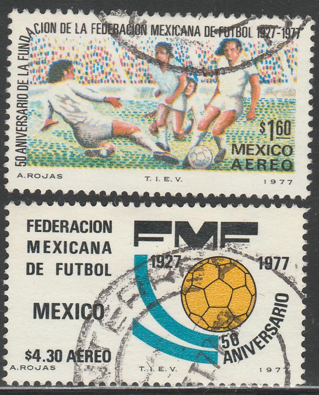 MEXICO C534-C535, 50th Anniversary Soccer Federation. USED. F-VF. (345)