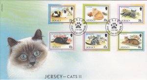 Jersey  2002,  Cats set of 6 on  FDC