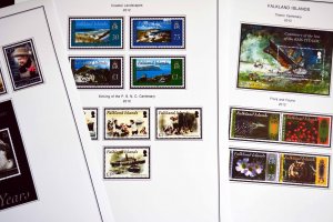 COLOR PRINTED FALKLAND ISLANDS 2011-2020 STAMP ALBUM PAGES (36 illustr. pages)