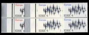 Ireland #316-317 Cat$52+, 1972 Europa, set of two sheet margin blocks of four...