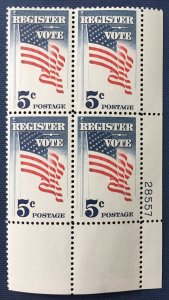 USA 1964 Register Vote Flag 5c Block of 4V MNH SC#1249 U4667