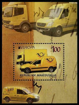 HERRICKSTAMP MACEDONIA Sc.# 626 EUROPA 2013 Postal Vehicles S/S
