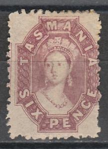 TASMANIA 1863 QV CHALON 6D PERF 12 REDDISH MAUVE 