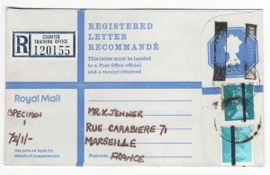 GB 1983 £1.16 registered envelope with Training School bars uprated 4½p 'fu' t