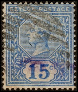 Ceylon 137 - Used - 15c Queen Victoria (1900) (cv $1.50)