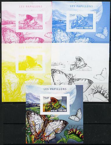 Togo 2014 Butterflies E deluxe m/sheet - the set of 5 imp...