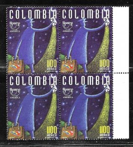 #3508 COLOMBIA 1997,UPAEP AMERICA POSTMEN BLOC OF 4 YV AE 954 MNH