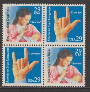 Scott# 2784a 1993 29c Sign Language Issue VF MNH Block