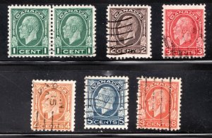 1932 Canada Sc#195-200 / KGV Medallion Issue - Used postage stamp set - Cv$20