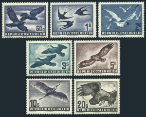 Austria C54-C60,MNH.Michel 955-956. Birds 1950-53.Rooks,Gray heron,Buzzard,Eagle