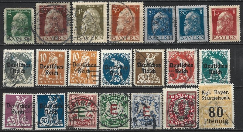 COLLECTION LOT 8186 BAVARIA 21 STAMPS 1911+ CV+$24