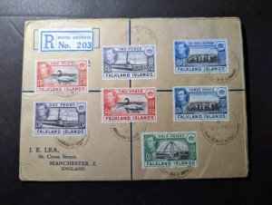 1941 Registered Falkland Islands Cover South Georgia to Manchester England