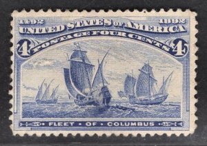 US Stamp #233 4c Columbian MINT NO GUM  SCV $50.00 ( as hinged)