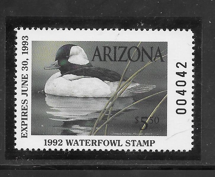 ARIZONA #AZ6, 1992 STATE DUCK STAMP BUFFLEHEADS by Sherrie Russell Meline.