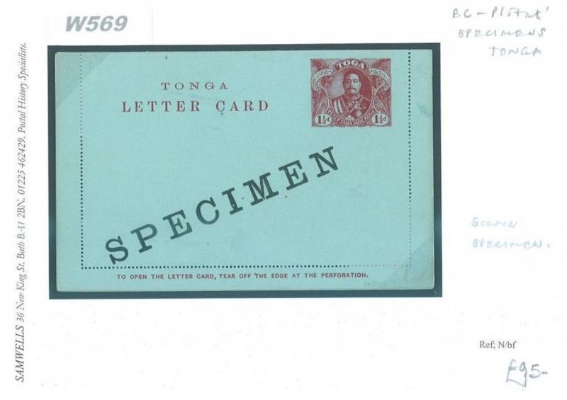 W569 TONGA Post. Stat. Specimen/Unused {samwells-covers}