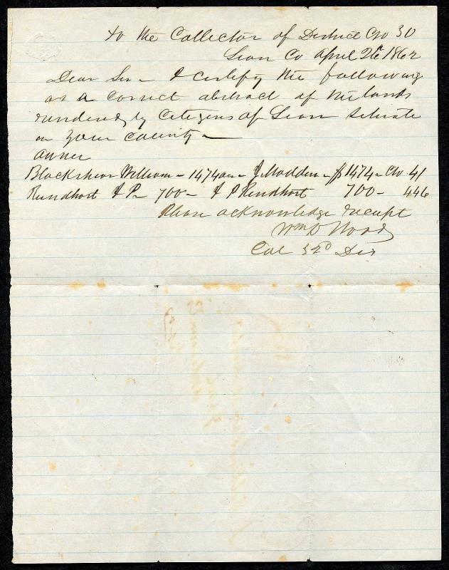 CONFEDERATE CENTREVILLE, TX 4/30/1862 COMPLETE FOLDED LETTER TO IONI, TX SHOWN