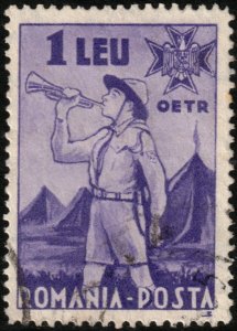 ✔️ ROMANIA 1935 - SCOUTING BOY SCOUT BUGLER -  SC. B51  [14.11.4]