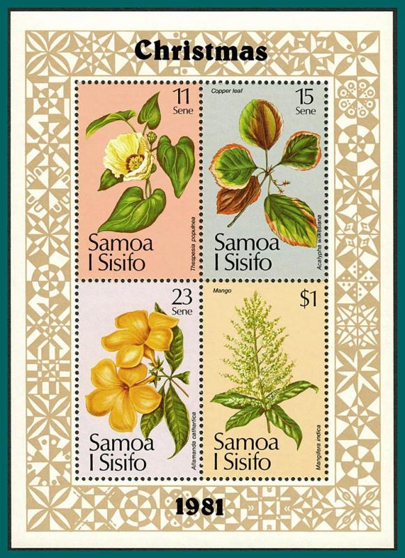 Samoa 1981 Christmas Flowers, MS MNH 565a,SGMS611