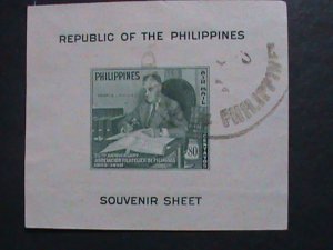 ​PHILIPPINE- 1950-OVER 72 YEARS OLD-PRESIDENT F.D. ROOSEVELT  USED  IMPERF S/S