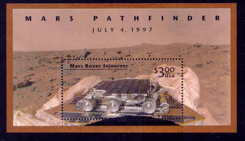 US 3178 MNH 1997 $3 Mars Pathfinder Rover Sojourner Souvenir Sheet Very Fine