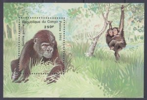 1991 Congo Brazzaville 1306/B85 Fauna - Monkeys 7,50 €