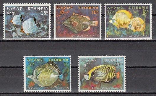 Ethiopia, Scott cat. 558-562. Tropical Fish issue.  