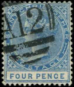 St Christopher SC# 13 Victoria 4d wmk 2 Used