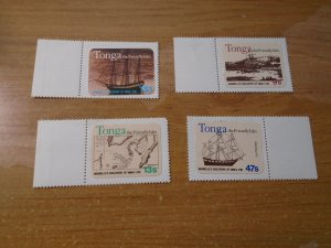 Tonga  #  489-92  Ships   Pealable paper  MNH