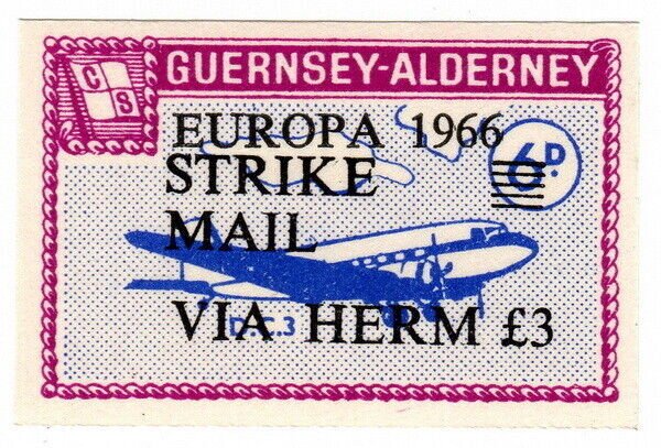 (I.B) Guernsey Cinderella : Strike Mail Overprint £3 (Herm) 