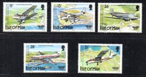 Isle of Man Sc 262-266 1984 Airmail Planes stamp set mint NH