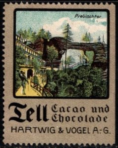 Vintage Germany Poster Stamp Hartwig & Vogel Tell Cacao and Chocolate