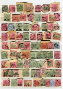 STRAITS SETTLEMENTS; 1890s classic QV issues used POSTMARK PIECES LOT