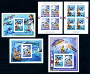 [95687] Guinea 2006 Marine Life Whales 3 Souv. Sheets 2 Mini Sheets Imperf. MNH