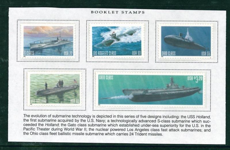 US Scott # 3373-77 Navy Submarines Set of Singles MNH issued 2000