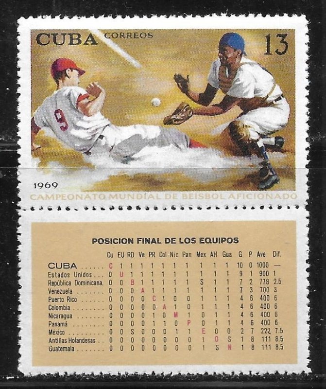 Cuba 1432 1969 Amateur Baseball Championships single MNH