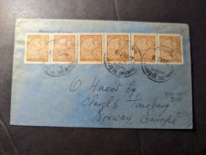 1948 Portuguese India Airmail Cover Bardez Goa to Tonsberg Norway