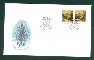 Norway. 1982 FDC Cachet. Christmas Tree,Santa.Christmas. House People. Sc.# 815.